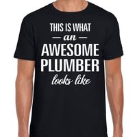 Awesome plumber / loodgieter cadeau t-shirt zwart heren