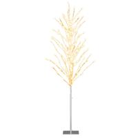 155 cm LED Lichtenboom met Warmwitte LED-Lampen & Metalen Standaard Berkenboom Zilver