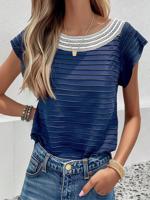 Lace Casual Crew Neck Shirt