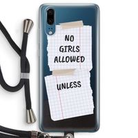 No Girls Allowed Unless: Huawei P20 Transparant Hoesje met koord