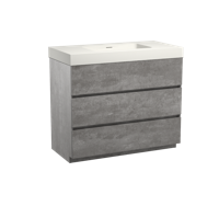 Storke Edge staand badmeubel 106 x 52 cm beton donkergrijs met Mata High enkele wastafel in mat witte solid surface