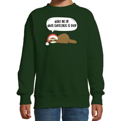 Luiaard Kersttrui sweater - Wake me up when christmas is over - groen - kinderen - Kerstkleding Luiaard Kersttrui sweater - Wake me up when christmas is over - groen - kinderen - Kerstkleding