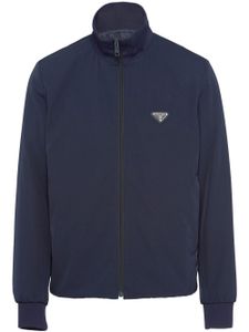 Prada veste zippée à plaque logo - Bleu