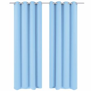 VidaXL Gordijnen met metalen ringen verduisterend 135x245 turquoise 2 st