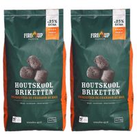 2x zakken fire-up houtskool briketten 5 kilo