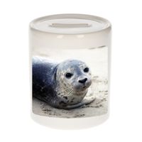 Dieren foto spaarpot zeehond 9 cm - zeehonden spaarpotten jongens en meisjes - thumbnail