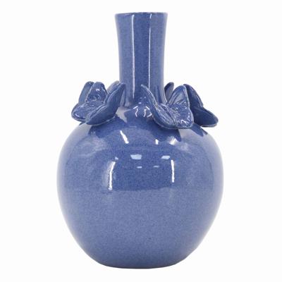 Bolvaas Vlinders keramiek D22xH32 blauw