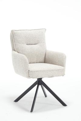 Artistiq Draaibare Eetkamerstoel 'Destinie' Structuurstof, kleur Beige