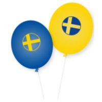 Landen thema versiering vlag Zweden kleuren ballonnen 8x stuks    -