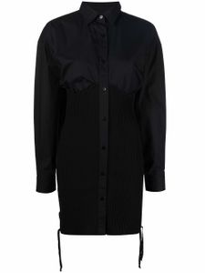 ANDREĀDAMO robe-chemise à empiècements nervurés - Noir