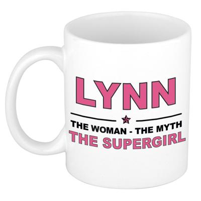 Lynn cadeau mok - Woman Myth Supergirl - naam koffiemok - 300 ml - collega - moederdag