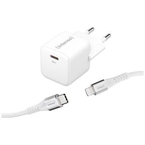 Intenso W30C GaN + C315L USB-oplader Binnen Uitgangsstroom (max.) 3 A Aantal uitgangen: 1 x USB-C, Lightning GaN, USB Power Delivery (USB-PD)