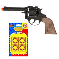 Cowboy speelgoed revolver/pistool metaal 12 schots plaffertjes - thumbnail