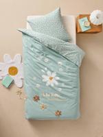 Kinderbedovertrek en kussensloop MARGUERITE blauw, bedrukt