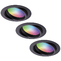Set van 3 Luna - Smart inbouwspots - IP44 - Kantelbaar - 12 Watt 1050 Lumen (Superbright) - Wifi + Bluetooth - RGBWW - Google Home, Amazon Alexa en Siri - Zwart - Badkamer, binnen en buiten