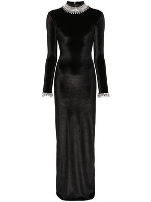 Atu Body Couture robe longue en velours à ornements en cristal - Noir