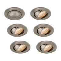Complete set 6 stuks LED-spot Monti RVS GU10 dimbaar 4.2 Watt