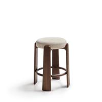 Kave Home Kruk 'Granite' Chenille en noten essenhout, kleur Beige (zithoogte 65cm)