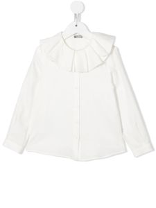 Il Gufo blouse volantée à manches longues - Blanc