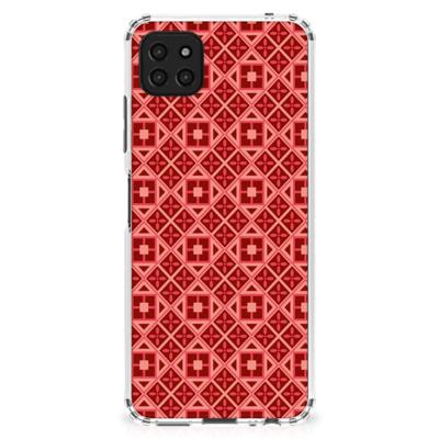 Samsung Galaxy A22 5G Doorzichtige Silicone Hoesje Batik Rood Samsung Galaxy A22 5G Doorzichtige Silicone Hoesje Batik Rood