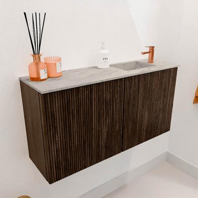 Toiletmeubel Mondiaz Joya Dlux | 80 cm | Meubelkleur Walnut | Faye wastafel Glace Wasbak Rechts | 1 kraangat