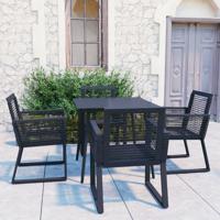 5-delige Tuinset PVC-rattan zwart