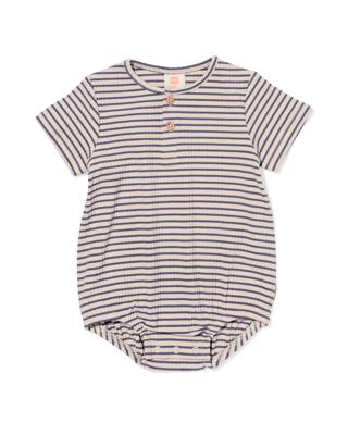 HEMA Newborn Romper Rib Strepen Donkergrijs (donkergrijs)