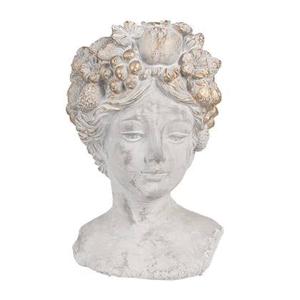 Clayre & Eef Bloempot Binnen Vrouw 14x14x22 cm Grijs Steen Plantenpot