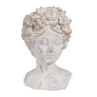 Clayre & Eef Bloempot Binnen Vrouw 14x14x22 cm Grijs Steen Plantenpot