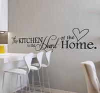 Muursticker tekst kitchen heart home - thumbnail