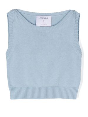 Simonetta débardeur en maille nervurée - Bleu