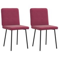 Eetkamerstoelen 2 st fluweel wijnrood