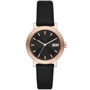 DKNY NY6618 Horloge Soho D staal-leder rosekleurig-zwart 34 mm