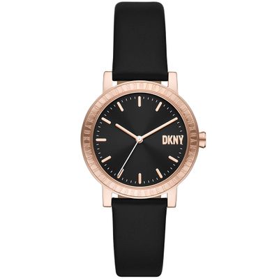 DKNY NY6618 Horloge Soho D staal-leder rosekleurig-zwart 34 mm