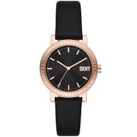 DKNY NY6618 Horloge Soho D staal-leder rosekleurig-zwart 34 mm