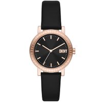 DKNY NY6618 Horloge Soho D staal-leder rosekleurig-zwart 34 mm - thumbnail