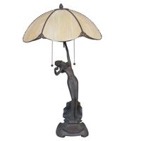 HAES DECO - Tiffany Tafellamp Beige, Bruin Ø 41x70 cm Fitting E27 / Lamp max 2x60W