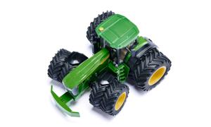Siku John Deere 8R 410 met dubbele banden speelgoedtractor 1:32 metaal/kunststof groen afneembaar frontgewicht Ackermann besturing afneembare cabine voor- en achterhefinrichting