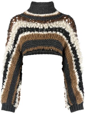 Brunello Cucinelli pull colour block en cachemire - Gris