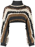 Brunello Cucinelli pull colour block en cachemire - Gris