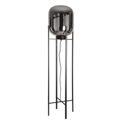 Vloerlamp Larino middel zwart + fume glas Vloerlamp Larino middel zwart + fume glas