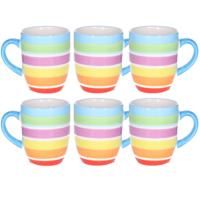 Koffiemokken Curacao - 6x stuks - Keramiek - multi kleuren - 300 ml - 8 x 11 cm - blauw