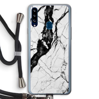 Witte marmer 2: Samsung Galaxy A20s Transparant Hoesje met koord