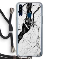 Witte marmer 2: Samsung Galaxy A20s Transparant Hoesje met koord