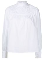 Isolda blouse en coton à manches longues - Blanc - thumbnail