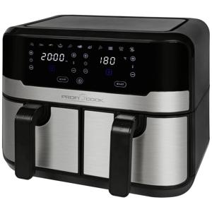 ProfiCook PC-FR 1242 H Dubbel 9 l Vrijstaand 2400 W Heteluchtfriteuse Zwart, Roestvrijstaal