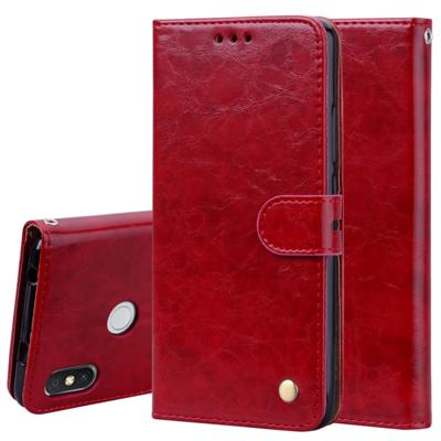 Business stijl olie Wax textuur horizontale Flip lederen case voor Xiaomi Redmi S2 met houder & kaartsleuven & portemonnee (rood)