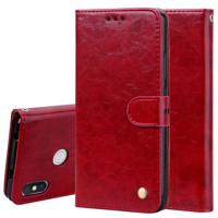 Business stijl olie Wax textuur horizontale Flip lederen case voor Xiaomi Redmi S2 met houder & kaartsleuven & portemonnee (rood)