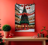 Boom in het winkelcentrum kerst poster