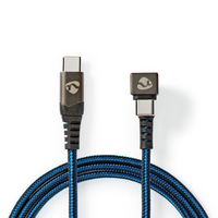 USB-Kabel | USB 2.0 | USB-C Male | USB-C Male | 480 Mbps | Verguld | 2.00 m | Rond | Gevlochten / Nylon | Blauw / Zwart | Cover Window Box